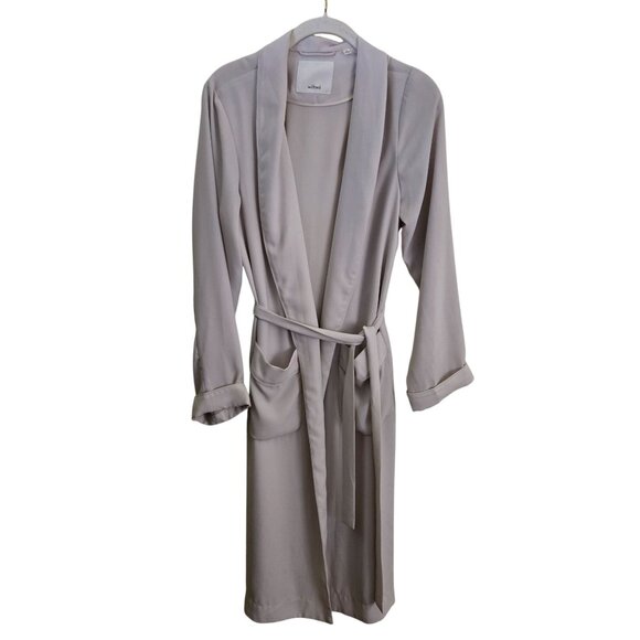 Aritzia Wilfred Beige Lightweight Tie Front/ Back Long Line Jacket Robe Size S - Picture 2 of 8